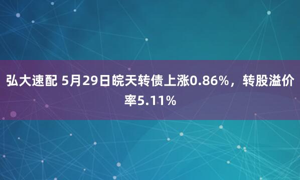 弘大速配 5月29日皖天转债上涨0.86%，转股溢价率5.11%