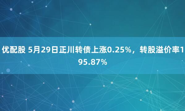 优配股 5月29日正川转债上涨0.25%，转股溢价率195.87%